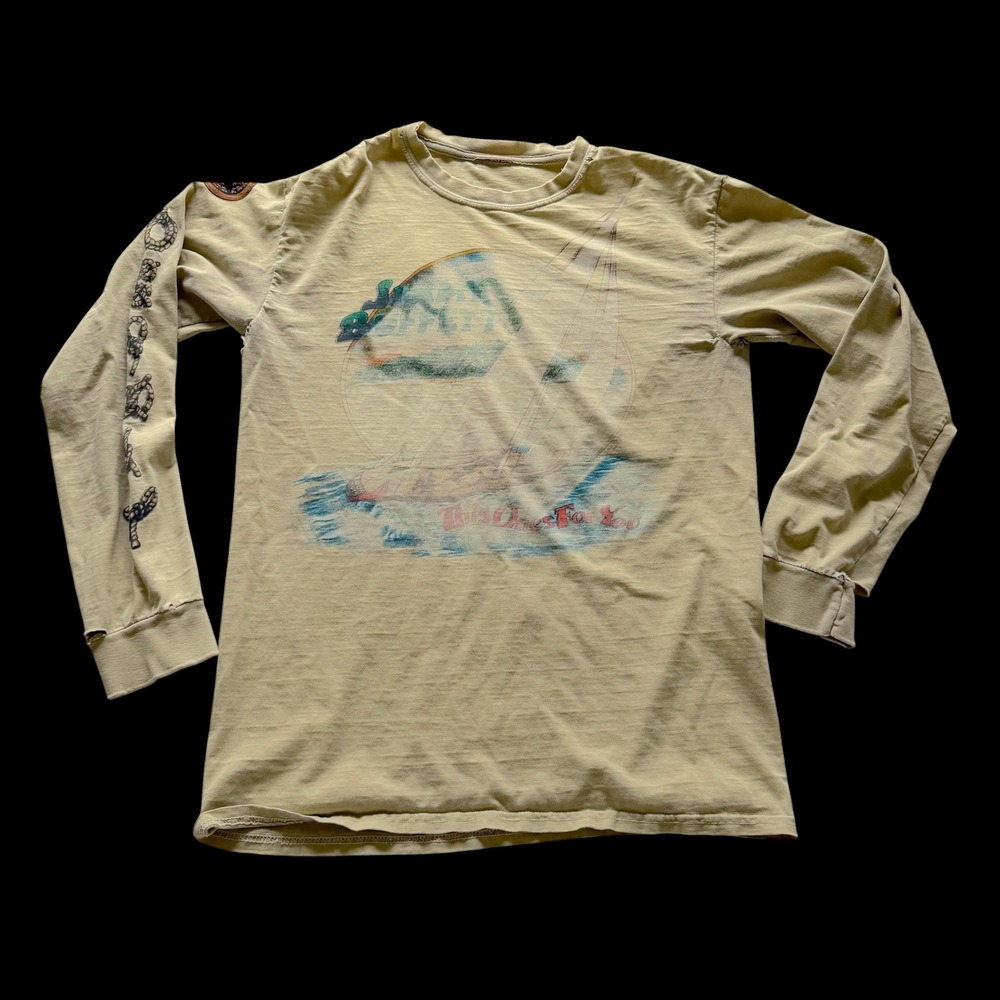 Jimmy Buffett 2014 This Ones For You Tour Shirt Thrashed Long Sleeve Yellow
